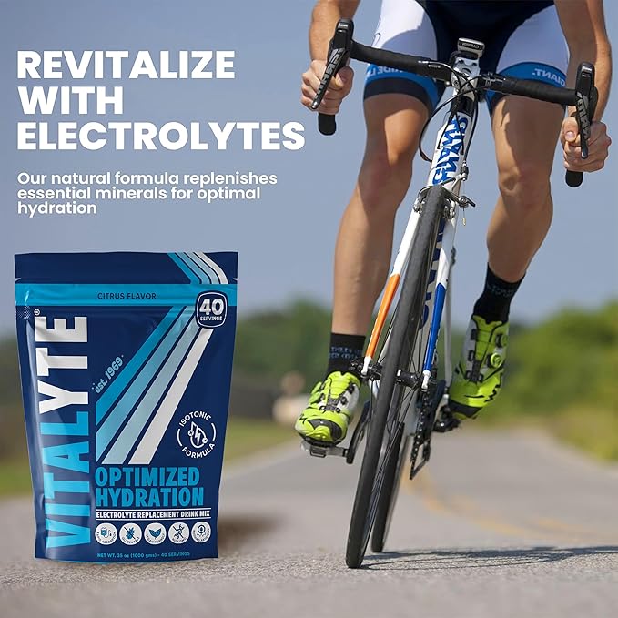 Vitalyte Electrolyte Powder Drink Mix, Isotonic Electrolyte Hydration Mix, Gluten Free Post Workout Powder Mix, Pack of 1, 35 oz., Cool Citrus Flavor