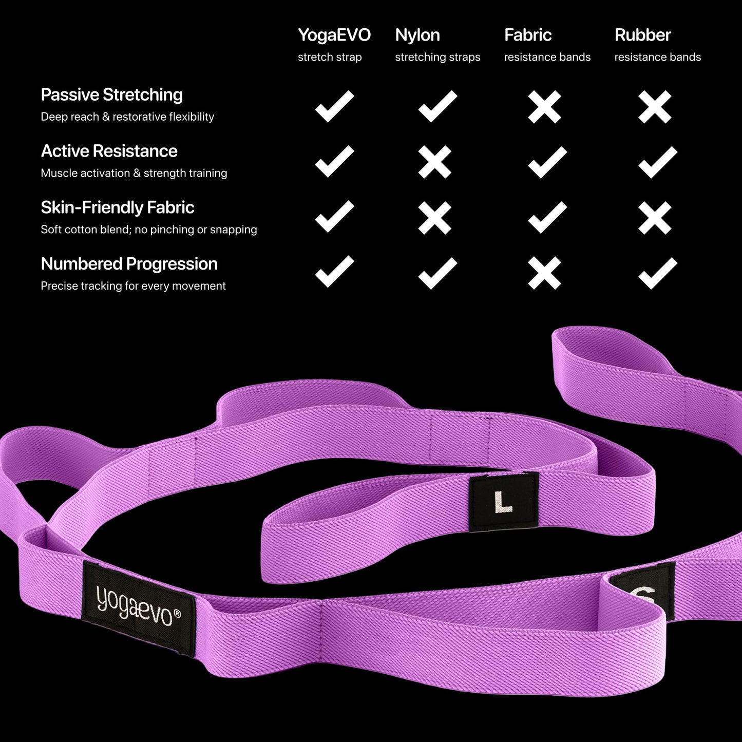 Stretching straps yoga strap for physical therapy | Exercise Stretch Bands for Seniors | Yoga Equipment | PT Stretching Strap for Recovery | Foot Stretch Out Straps for Flexibility | Purple