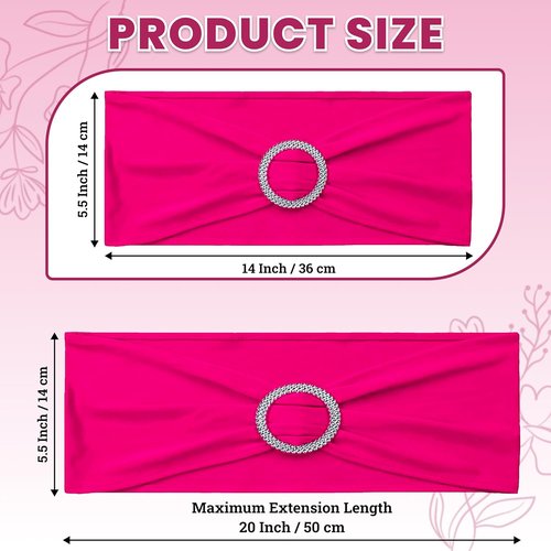MDS Spandex Chair Sashes - Pack of 150 Elastic Stretch Bows with Buckle Slider for Wedding Decor | Magenta