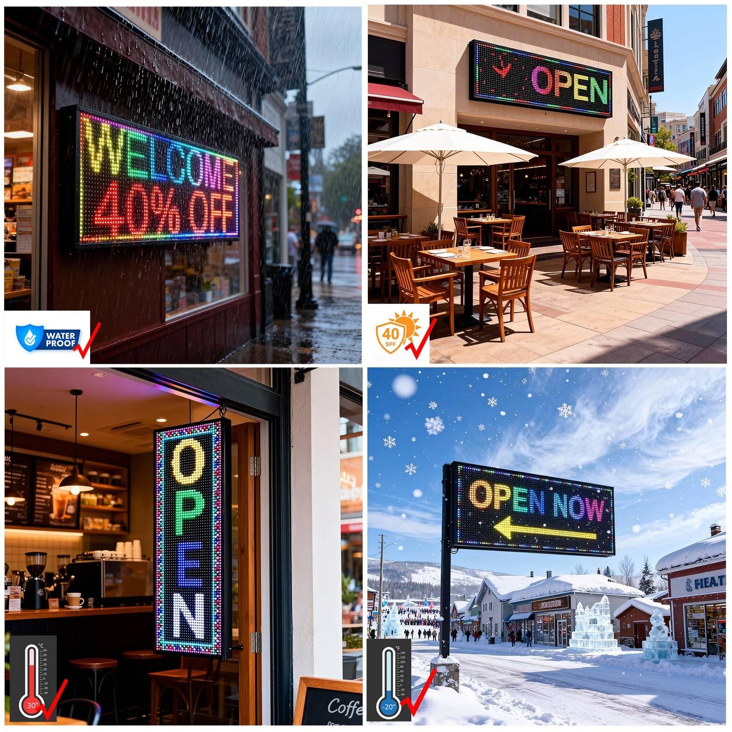 P10 Scrolling Led Sign Programmable Display Digital Sign Outdoor Message Board Led Open Signs For Business Custom Banner Word Light Advertising Wifi Control High Brightness Neon 39"X14"