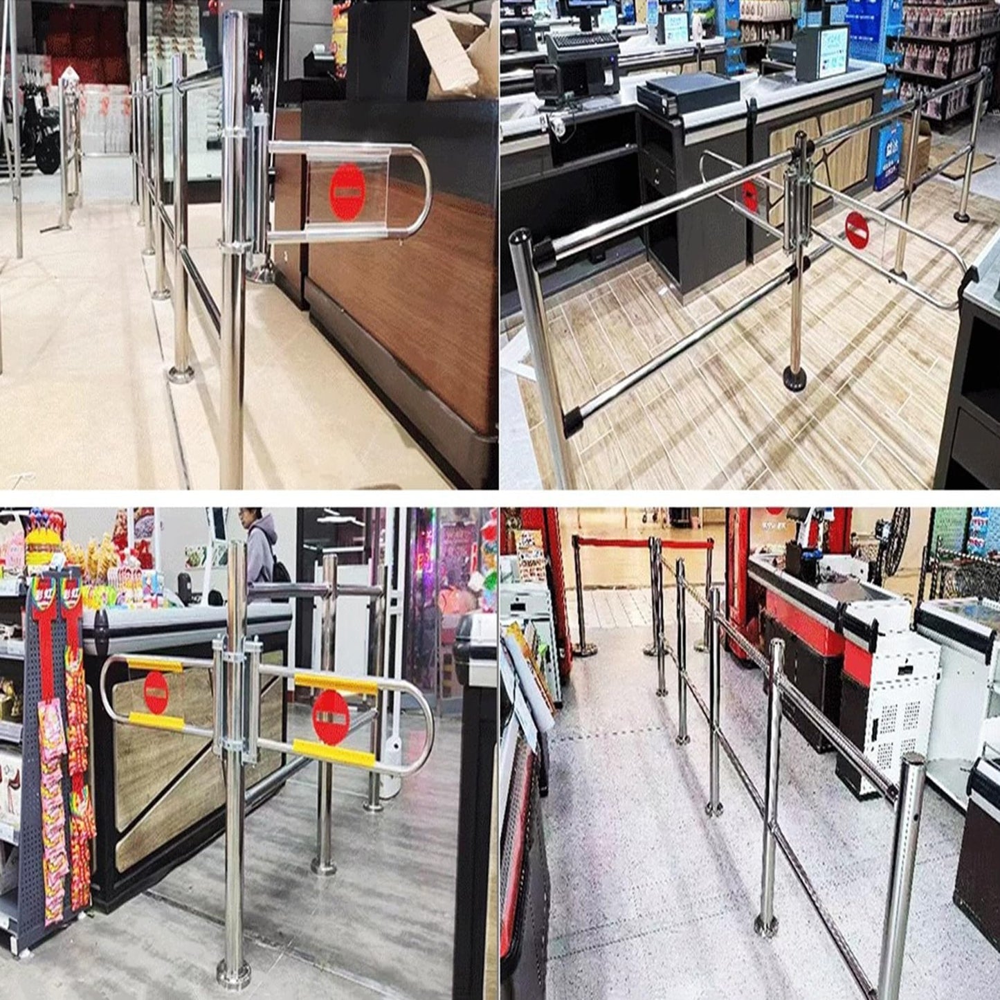 Heavy-Duty Metal Swing Gate - Automatic One-Way Cashier Counter Door for Pedestrian Access - Secure Import/Export Access Control (Black, 300x100cm, 6.3cm)