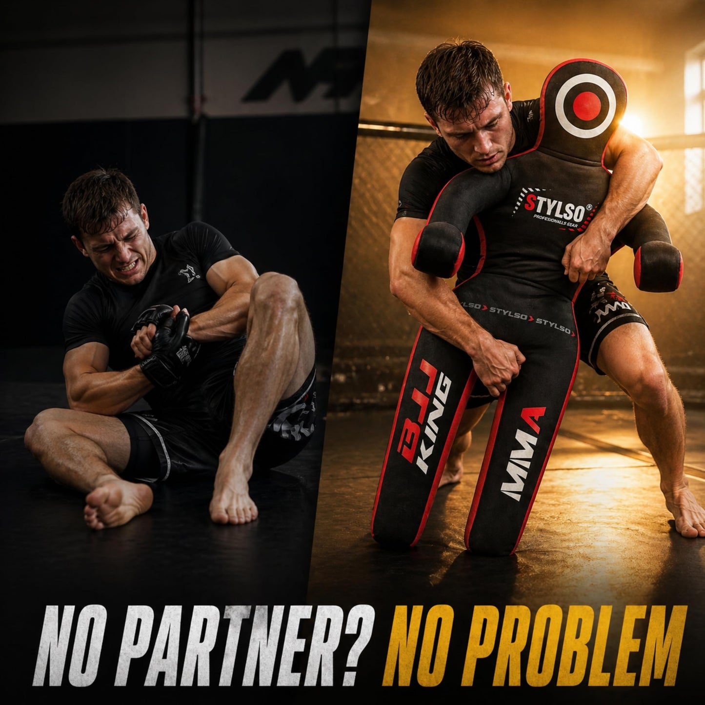 Unfilled Grappling Dummy – Adult Life Size Wrestling & BJJ Training Dummy, MMA Jiu Jitsu Judo Takedown & Throwing Practice, Heavy-Duty Triple-Stitched Canvas Submission Dummy (Black, 5ft / 60")