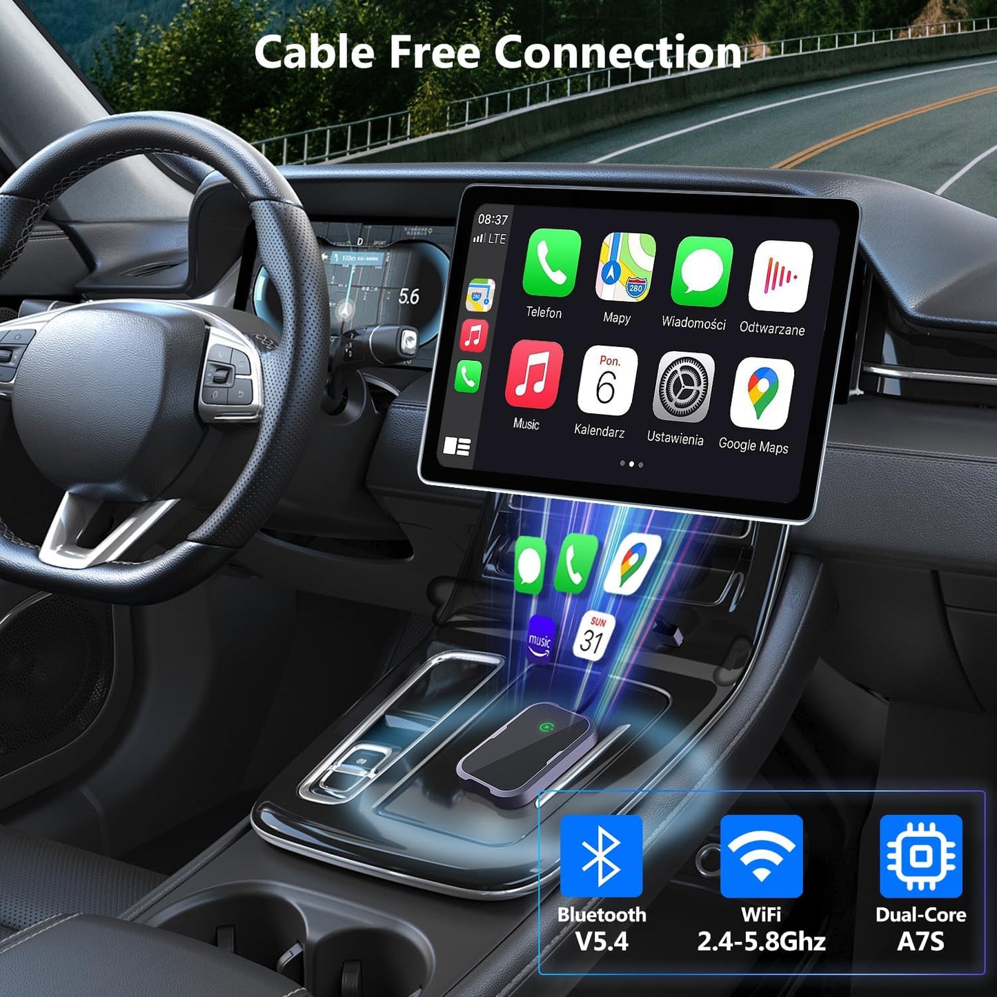 ySky Seamless 2017 10+(Plug Wireless Carplay Adapter, Multi-User Connection for Converts Wired to Wireless carplay