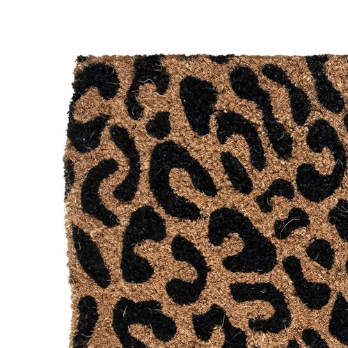 Creative Co-Op Natural Coir Double Doormat with Leopard Print, Natural