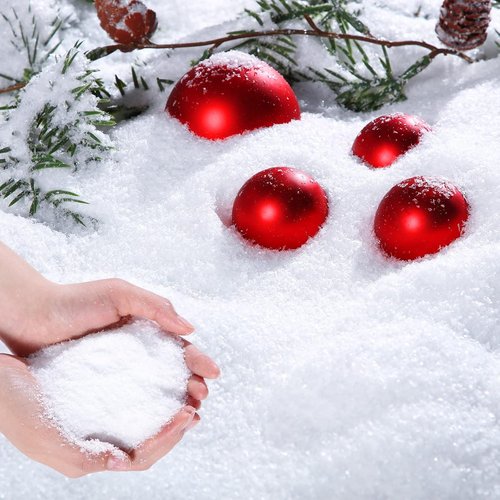 Kasyat Fake Snow Powder - 5.3oz Artificial Flake Decoration for Christmas Parties | White