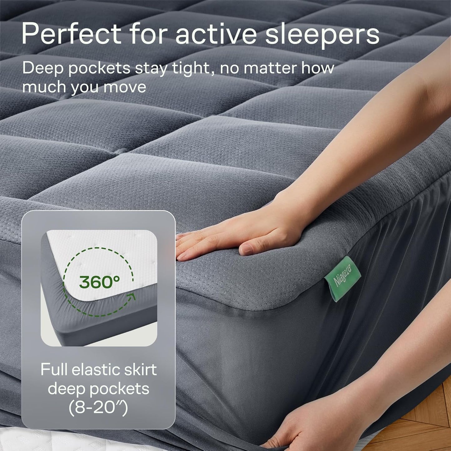 Skiennix Ultra Soft California King Mattress Topper - Bamboo Viscose Pillow Top for Cooling Comfort