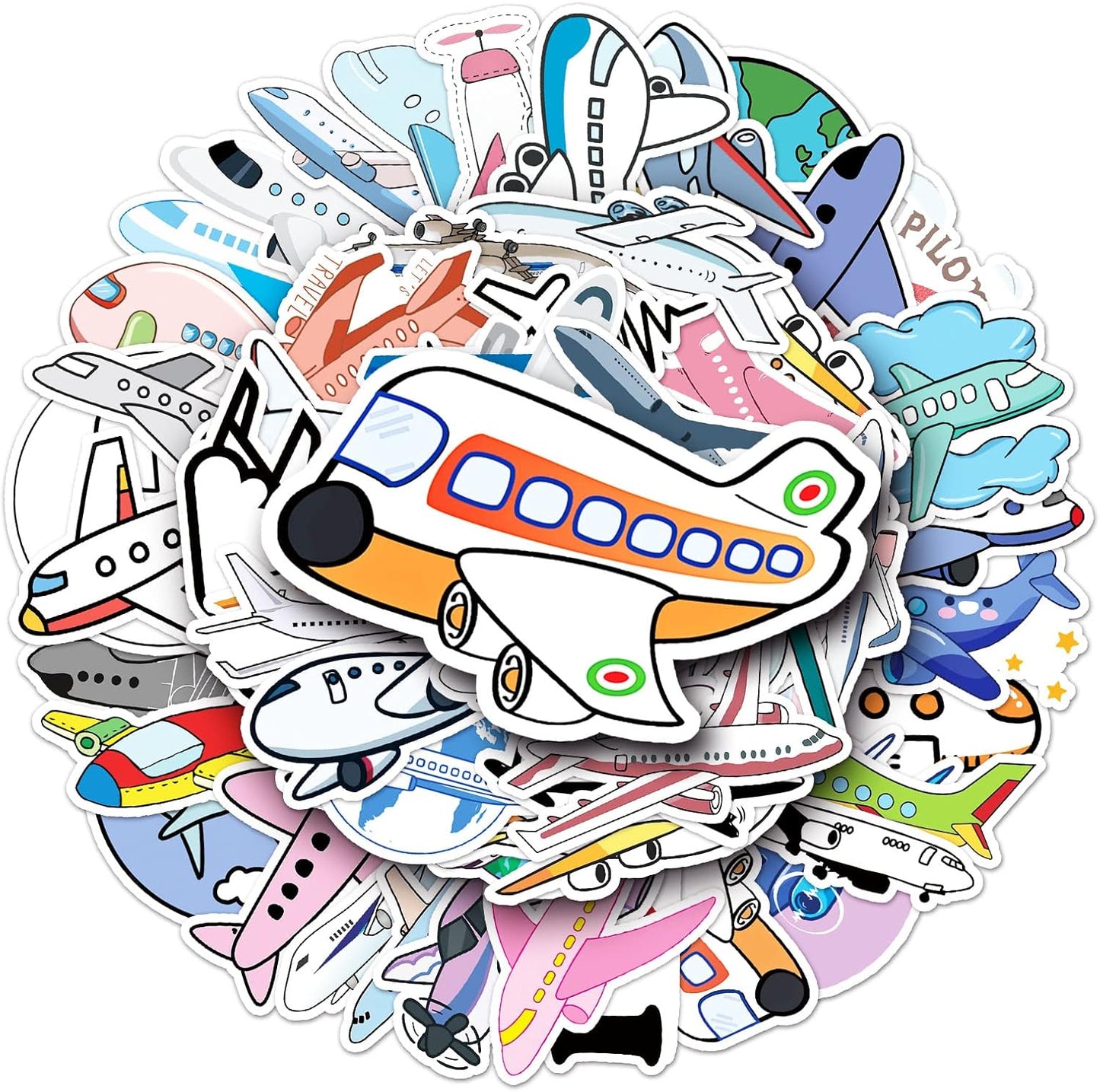 ZLWSD Stickers,50PCS Pack Kids Teens Airplane Aircraft Aesthetic Waterproof Laptop Adults Graffiti Decals for Water