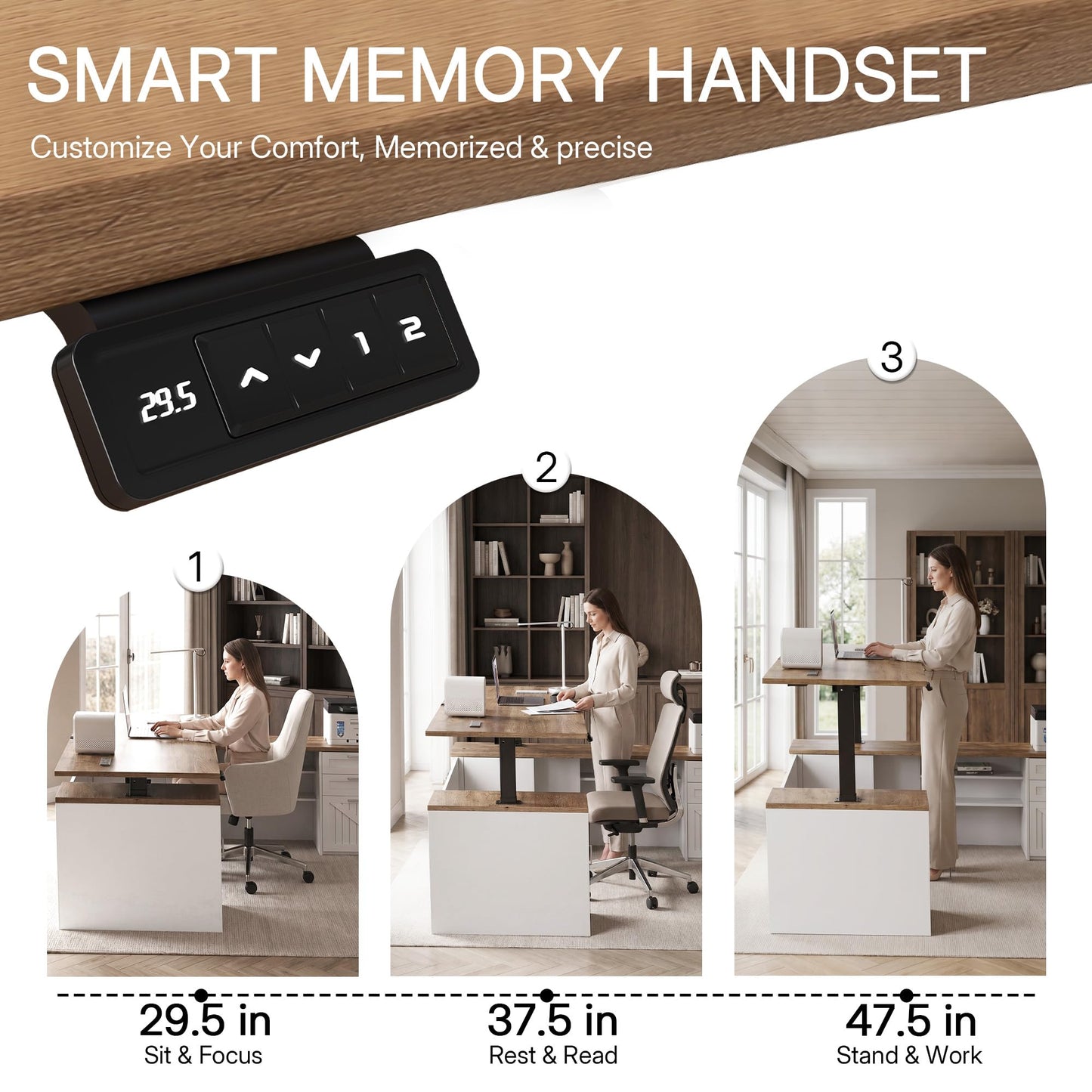 ZIMASYA 71" L Shaped Executive Desk with File Cabinet Drawers Outlet USB,Height Adjustable Office Desk Privacy Panel Sit-Stand Workstation for Boss Managers Home Farmhouse, Walnut & White