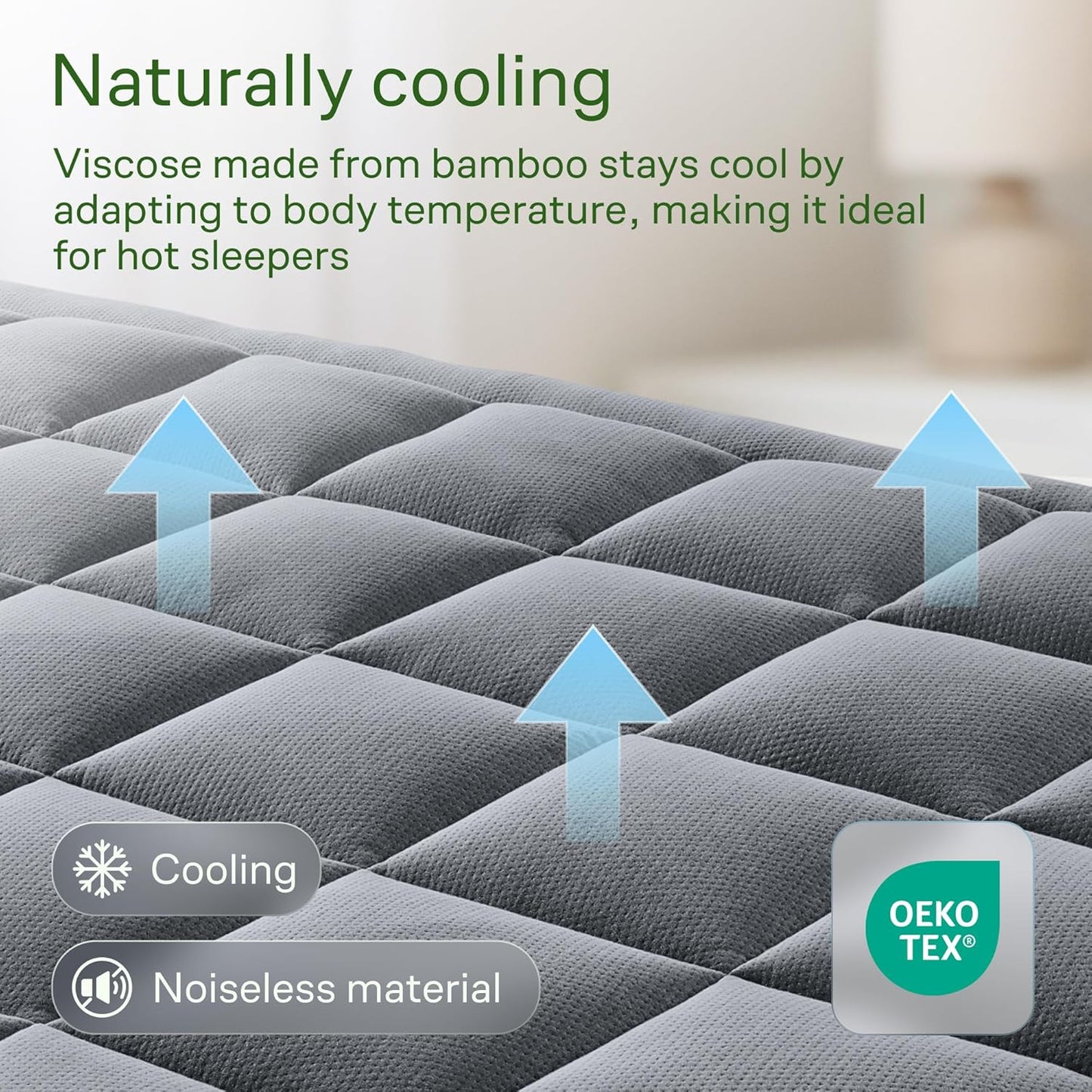 Skiennix Ultra Soft California King Mattress Topper - Bamboo Viscose Pillow Top for Cooling Comfort
