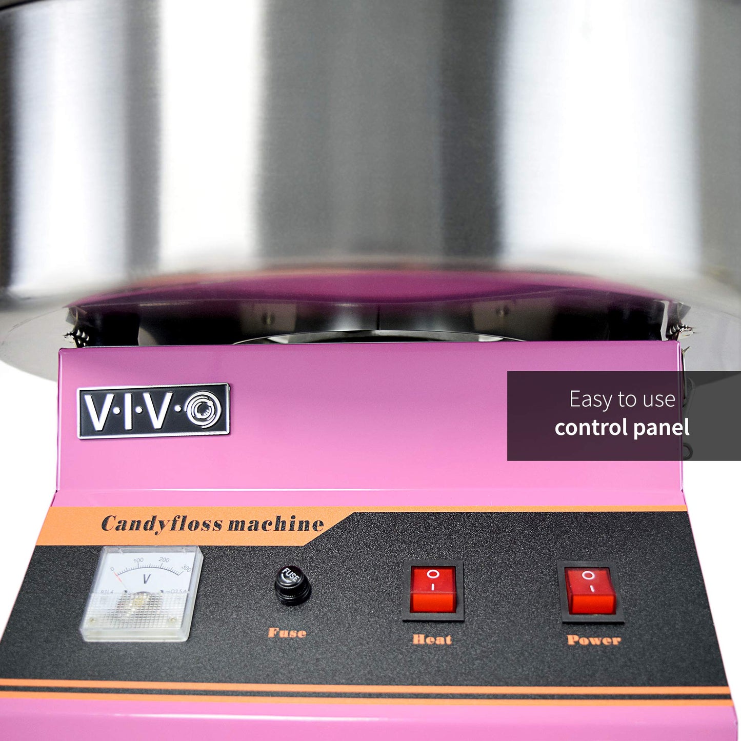 VIVO Pink 1030W Electric Cotton Candy Maker, Commercial Candy Floss Machine with 20 inch Stainless Steel Bowl, Includes Bubble Shield Cover and Sugar Scoop, Easy Home Use, CANDY-KIT-1