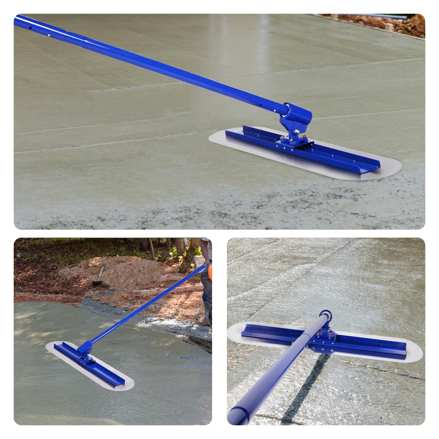 Meticuloso Bull Float, 48''x12'' Concrete Float, Stainless Steel Concrete Bull Float Kit, with 4 Handles and Bull Float Bracket, Finishing Bull Float Concrete Tools for Concrete Finishing