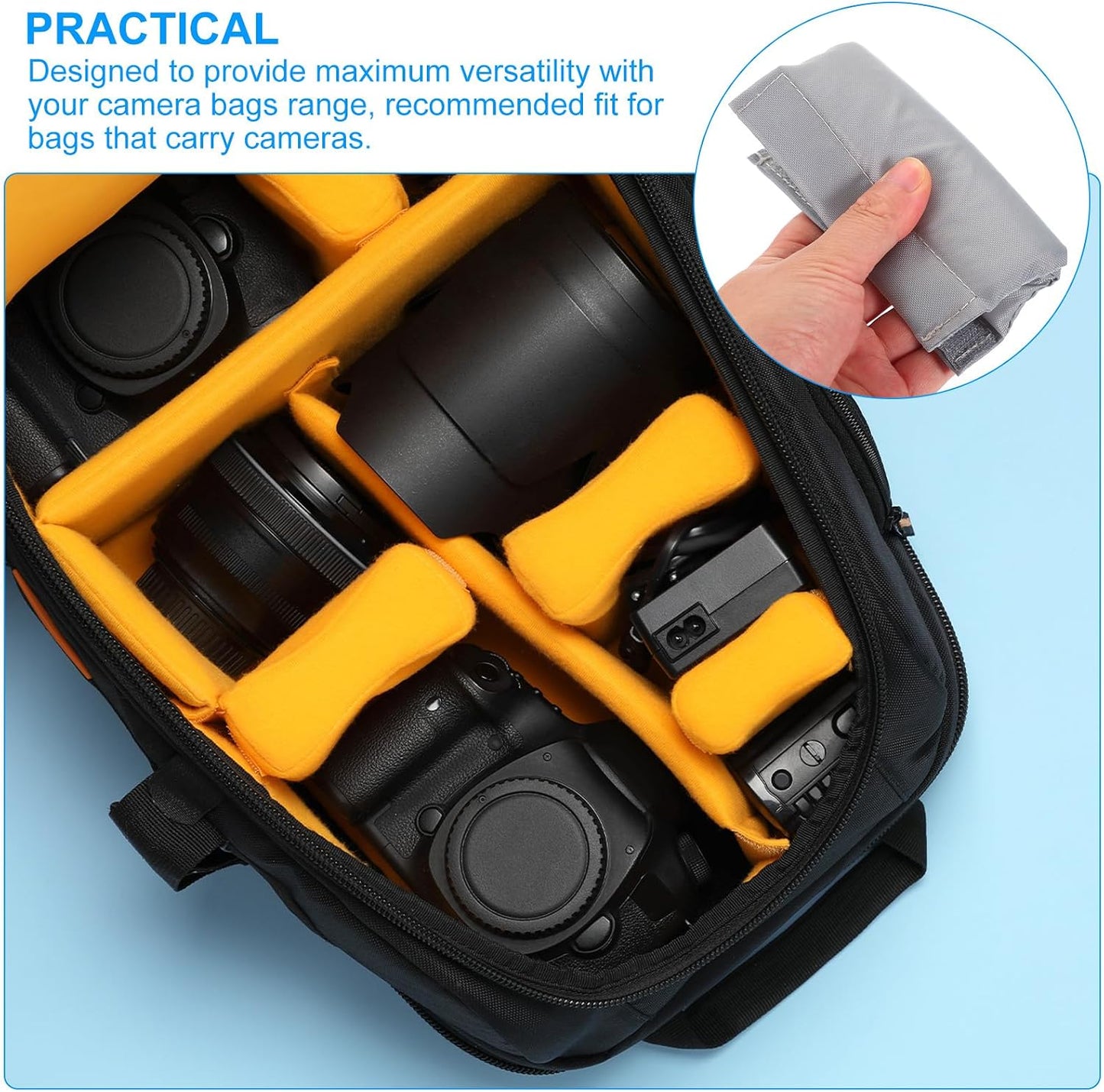 3Pcs 4.72"x3.54"x0.31" PATIKIL Camera Bag Divider, Shockproof Camera Bag Inserts Separator Pad Protective Lens