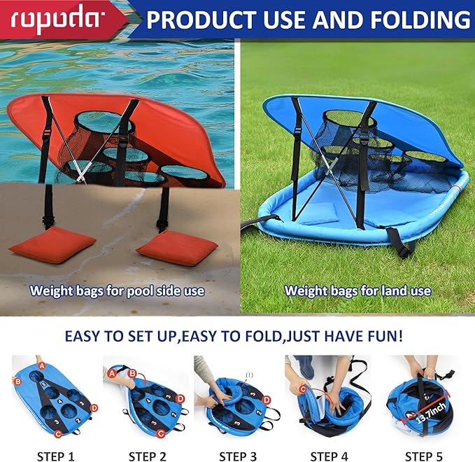 ropoda Pool Cornhole Board Set, 3ft x 2ft Corn Hole Games for Adults, Cornhole Set Floating, Pool Games for Adults, Water and Land Dual-Purpose, Easy Setup, Beach Toys for Family, Beach/Lawn Toys