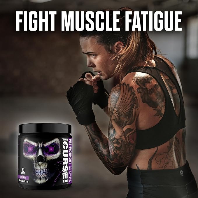 JNX SPORTS The Curse! Pre Workout Powder for Men & Women, Caffeine, Beta-Alanine, Creatine, L-Citrulline, 30 Servings, Dark Grape Flavor ??Boost Energy, Strength & Focus