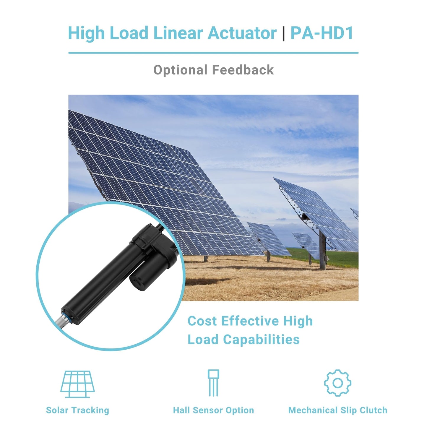 Progressive Automations 24V Heavy Duty Electric Linear Actuator - 4 inches Stroke, 450 lbs Force, IP67 Water-Resistant, Brushed DC Electric Motor for Agriculture, Solar Tracker, Construction
