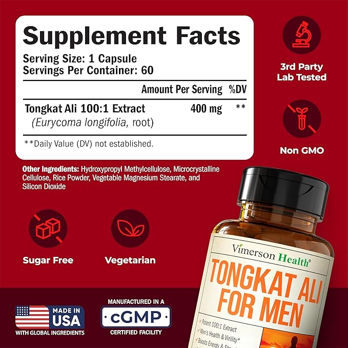 Longjack Tongkat Ali 100:1 Extract - Potent Testosterone Supplement for Men with Tongat Ali? ??Male Enhancing Supplement for Pre Workout Energy & Strength ??Muscle Builder for Men ??2-Month Supply