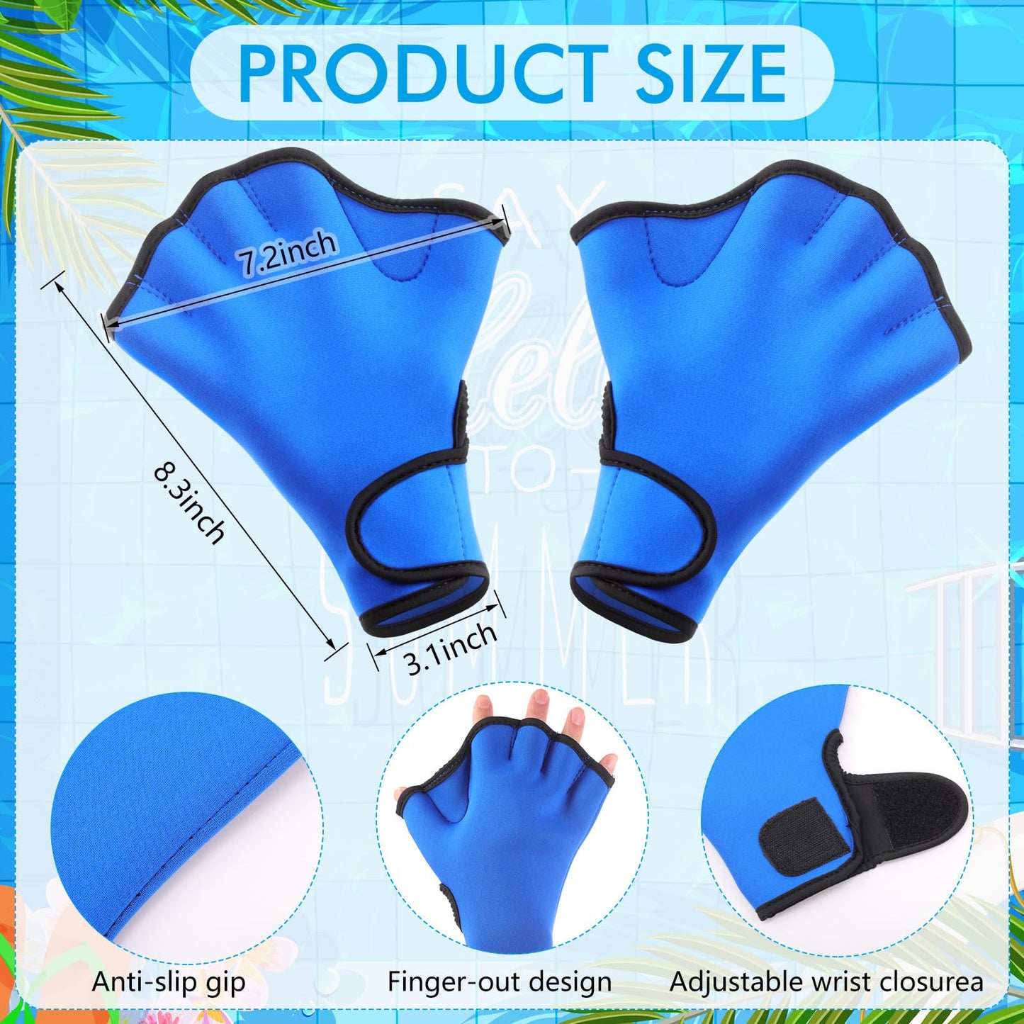 WinnerWhy Water Aerobics Set for Aquatic Exercise 1 Pair Swimming Glove 2 Pcs Foam Swim Aquatic Cuffs Water Weights Pool Resistance Fitness Equipment for Swimming Training Workouts(Blue)
