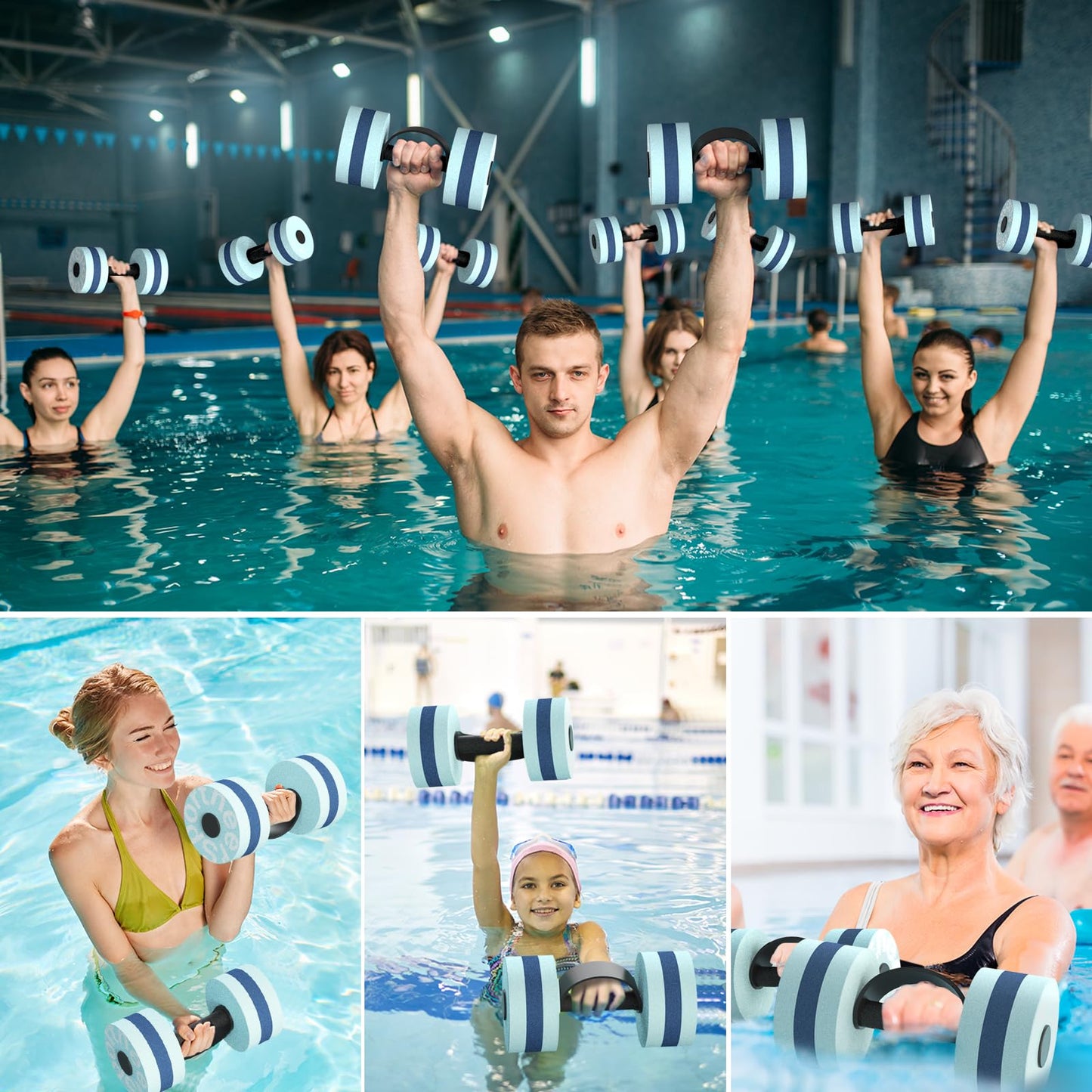 Sportneer Water Weights Aquatic Exercise Dumbbells Water Dumbbell Aerobics Workouts Set of 2 EVA Foam Pool Weights Dumbbells Set Aqua Fitness Barbells Equipment for Water Aerobics Weight Loss