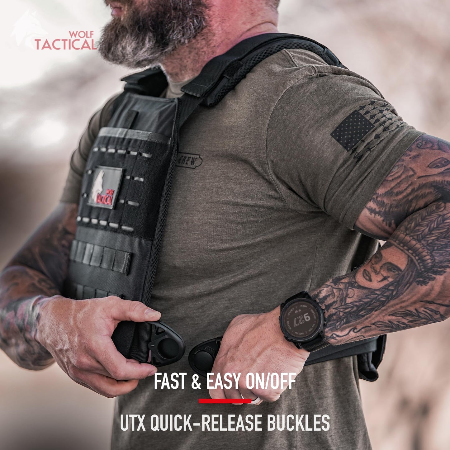 WOLF TACTICAL Simple Weighted Vest Men Womens Weighted Vest for Walking Running Training Rucking Adjustable Weight Vest, Tan