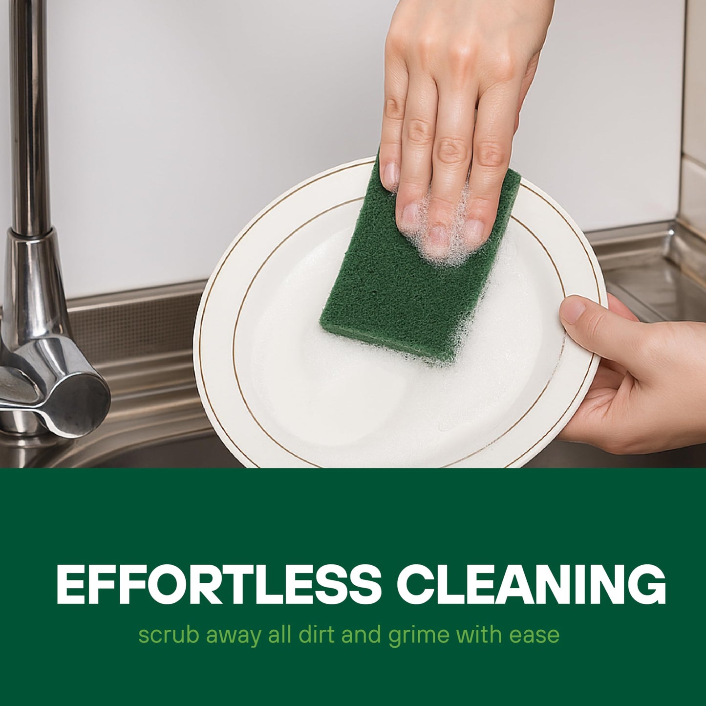 SCRUBIT Scouring Pad Roll - 19 FT Green scrubbing Pads Roll - Non Scratch Dish Washing Scrubbers - Abrasive and Heavy Duty Pot Scrubber Roll for Kitchen, Pots, Pans, Oven, and Grill 19 FT X 6" x0.3"