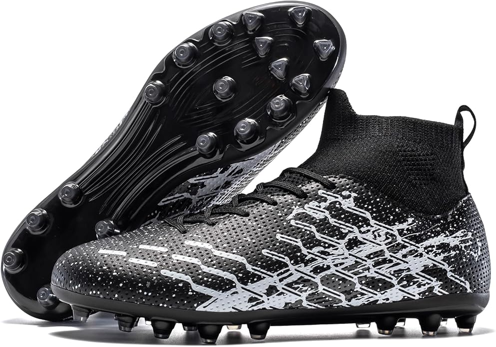 Unisex Soccer Cleats Lightweight No-Tie Lacing System Multi-Surface Football Shoes with Ankle Support for Beginners to Advanced Players