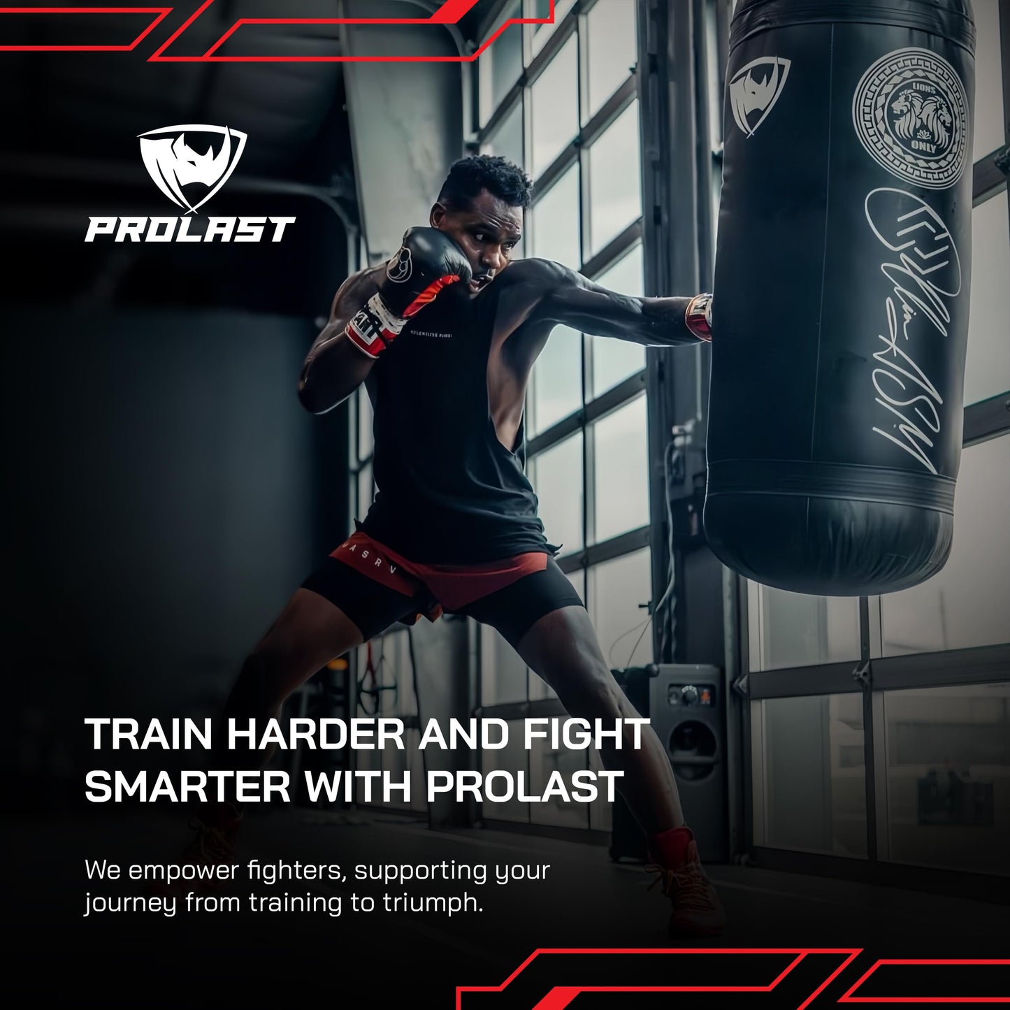 PROLAST 4 ft 80lb Heavy Boxing Punching Bag, Muay Thai, MMA, Strength Training Equipment, Hanging, Filled, Black