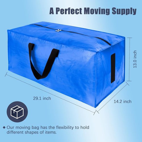 HOMESURE 12 Pack Large Moving Bags - Heavy Duty, Water-Resistant Storage Totes | Space-Saving Design (Sky Blue)
