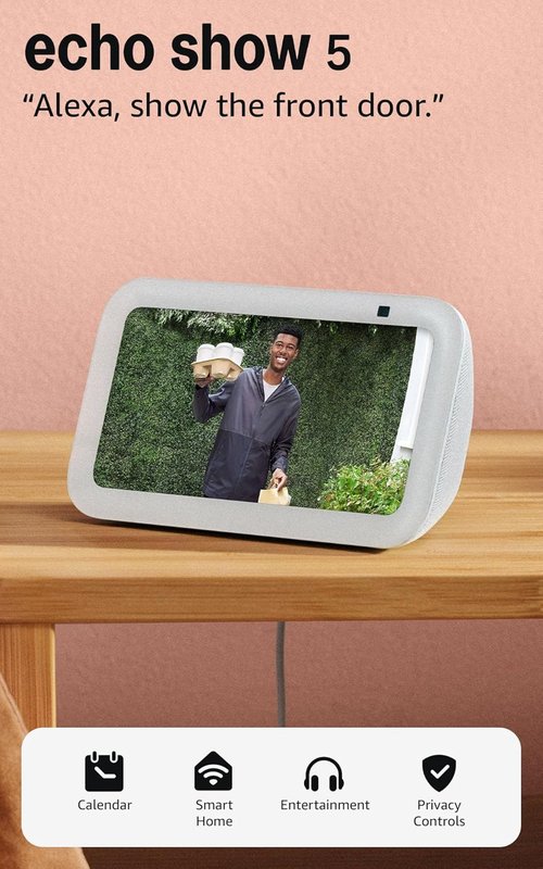 Echo Show 5 (3rd Gen) - Smart Display with Blink Mini Camera | Glacier White