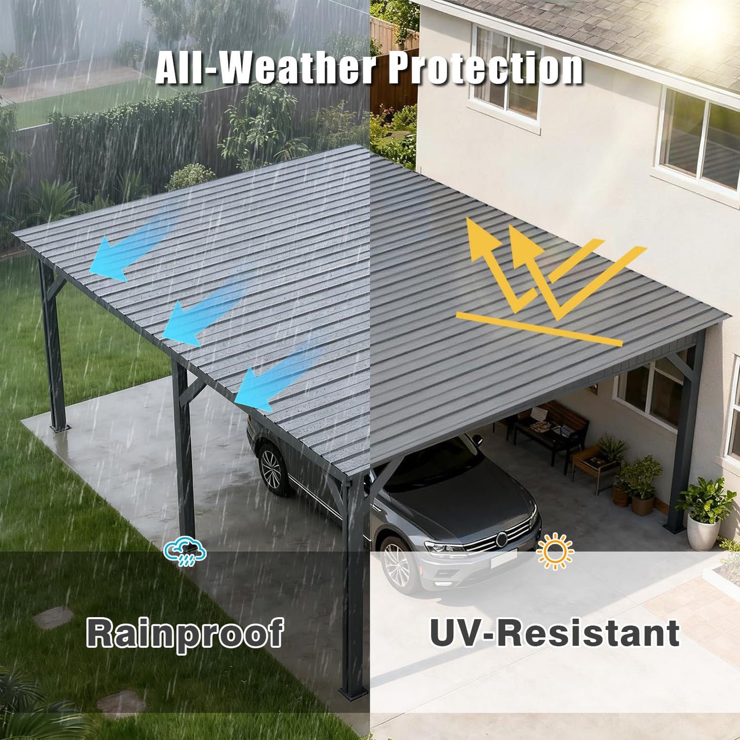 Vigo huseeo 15 PCS 120 sq.ft Metal Roofing Panels, 61.02 * 18.9in Corrugated Galvanized Roof Panels, Waterproof Siding Panels with 100 Pcs Screws for Garages, Sheds, Stables and Mobile Homes