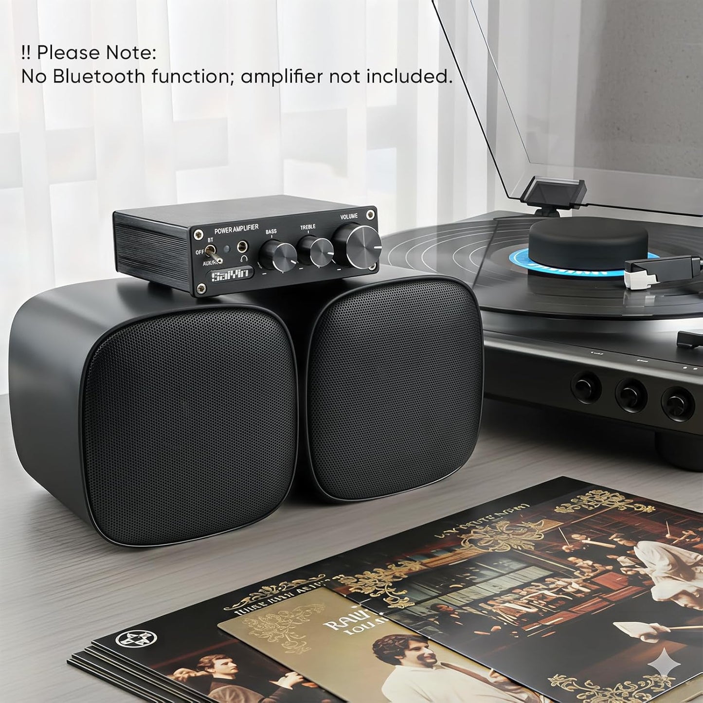 Saiyin Passive Bookshelf Speakers for Home Theater Surround Sound System, Stereo Speaker with Waterproof