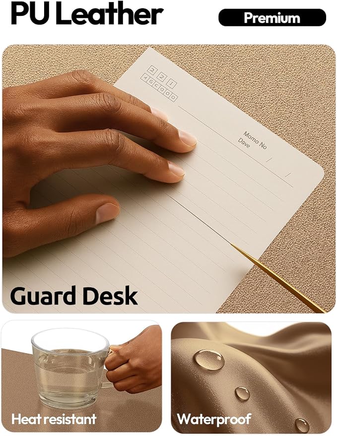 YSAGi Leather Desk Protector, Office Mat, Large Mouse Mat, Non-Slip PU Leather Blotter, Laptop Desk Mat, Waterproof Writing Pad for Office and Home(Shiny Bronze, 40" x 24")