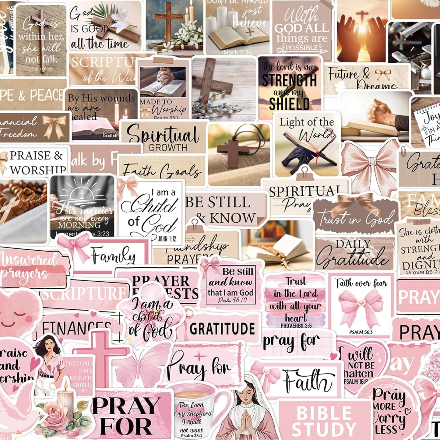 100 Prayer Board Stickers Supplies - Pcs Inspirational Prayer Vision Board Stickers, Motivational Christian Water