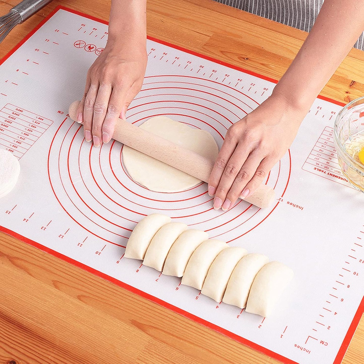 Skiennix Silicone Baking Mat - Non-Stick Rolling Dough with Measurements | Extra Thick Red (16" x 20")