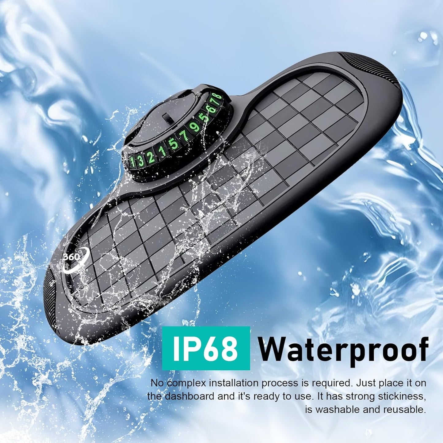 Culycey Car Dashboard Mat, Anti-slip Mat with Parking Number Sign and Rotatable Phone Holder, Multifunction Dashboard