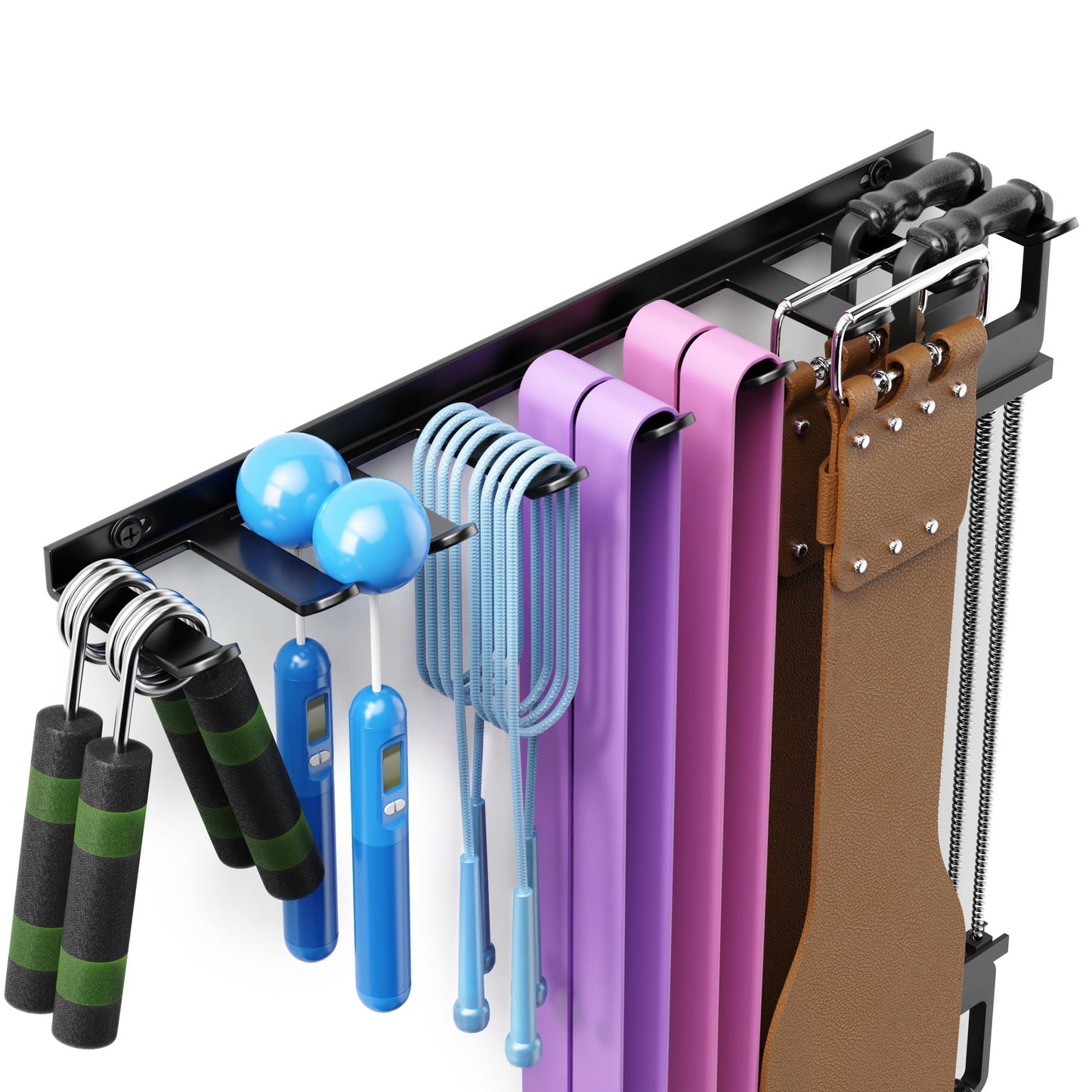 niffgaff Home Gym Storage Rack Organizer - Multi-Purpose Black Fitness Equipment Rack for Bands, Lifting Belts, Accessories