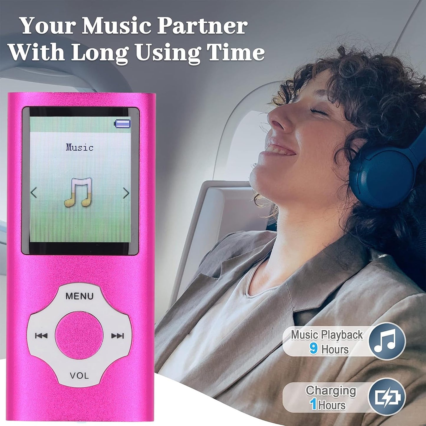 Zopsc MP3 MP4 1.8in 128GB Player, Lossless Sound Portable Video Music Player, Color Screen Digital Music Player