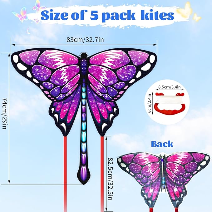 Easy to Fly Kites for Kids & Adults, Butterfly Kites with String & Hand for Beach,Outdoor Toys Birthday Gifts for Boys Girls Ages 4 5 6 7 8-12 Years Old