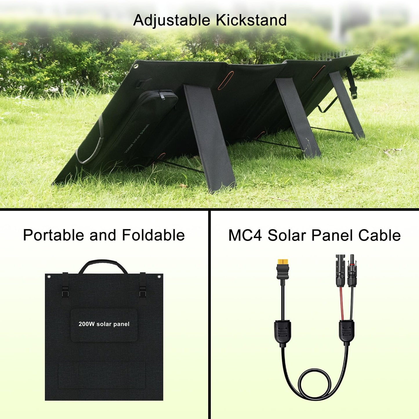 SolarPlay 200W Portable Solar Panel 19.8V for Solar Generator, Foldable IP65 Waterproof with Adjustable Kickstands, 25% High Efficiency for RVs, Camping, Power Backup