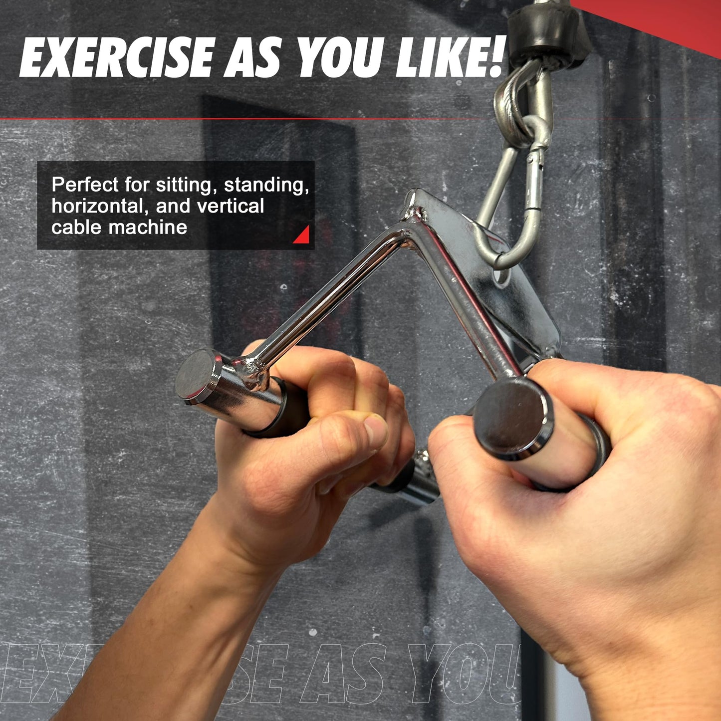 MuscleForge Double D Handle Cable Attachment – V Bar Attachment for LAT Pulldown, Tricep & Rows – Cable Machine Attachments with Non-Slip Rubber Grip – Chrome, Heavy Duty 880lbs Capacity