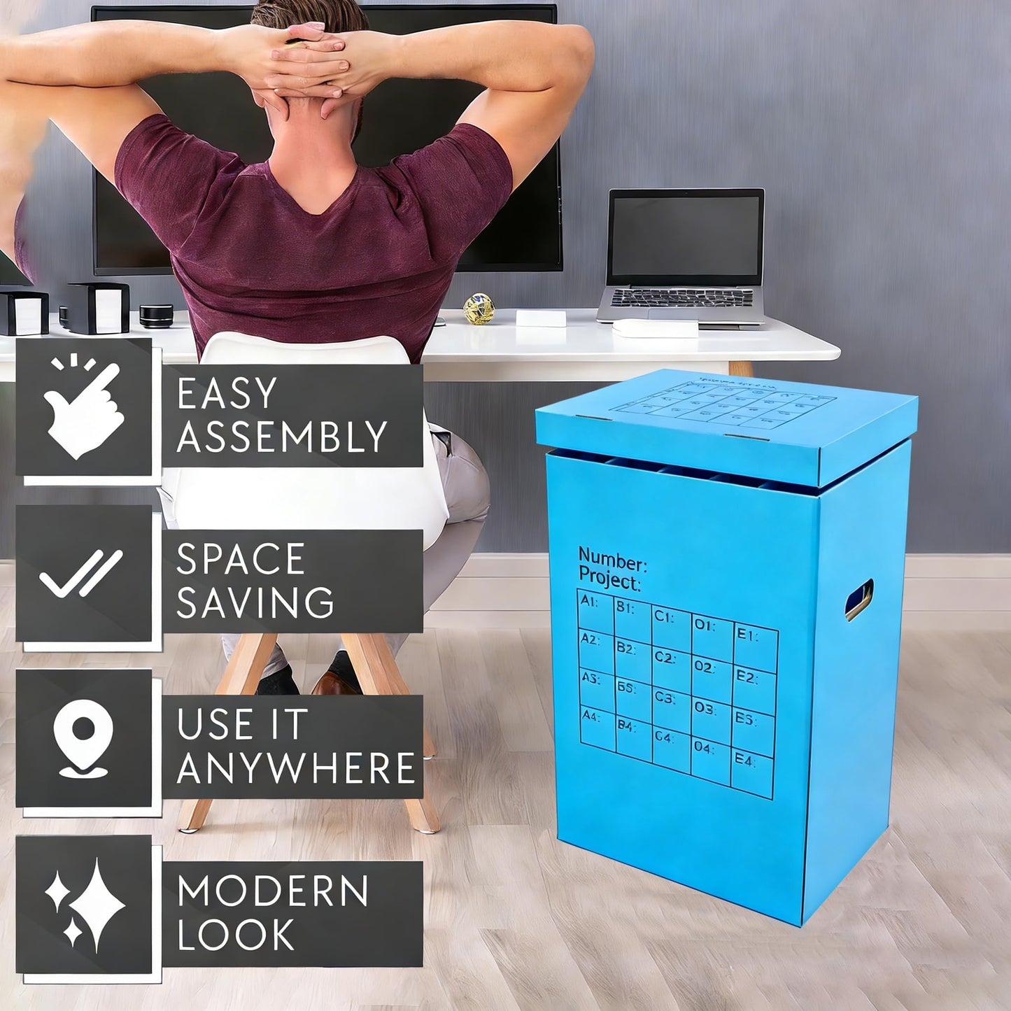Aifukena Blueprint Holder Storage Organizer - Blueprint Storage Rack，20 Slots ，Used Storing for Anchor Charts ，Poster， Map (With Lids 1 Pack)