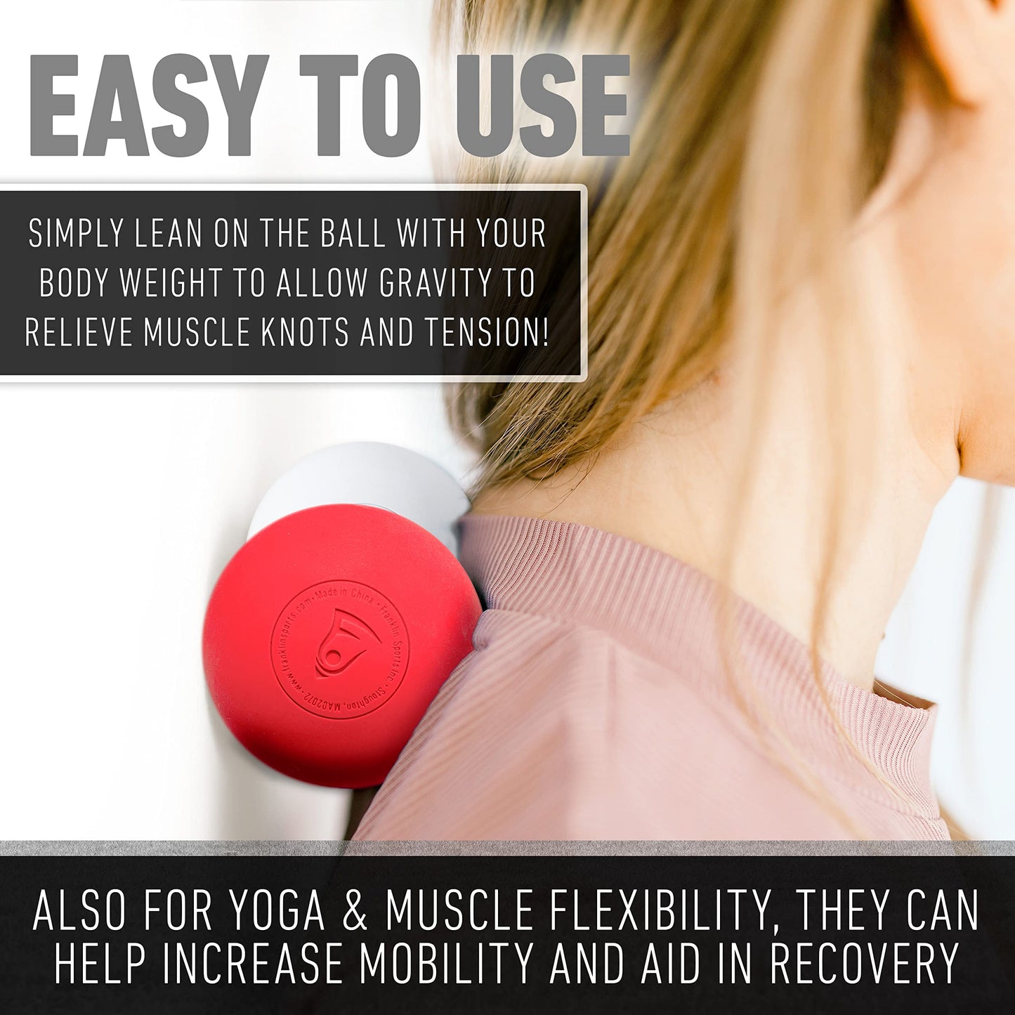 Franklin Sports Lacrosse Balls - Official Size Lax Balls for Practice - Red + White 2 Pack - Great for Muscle Massage Therapy + Yoga, 63 mm