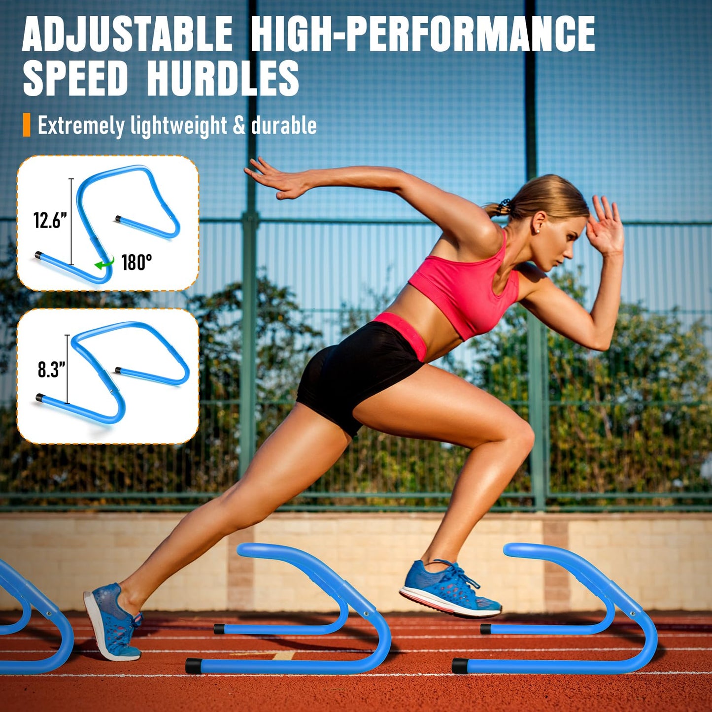 MUROZA Agility Ladder, Football Training Equipment Set, 20ft Speed Ladder, 12 Soccer Cones, 4 Hurdles, Jump Rope, Running Parachute, Soccer Football Basketball Training Equipment Accessories