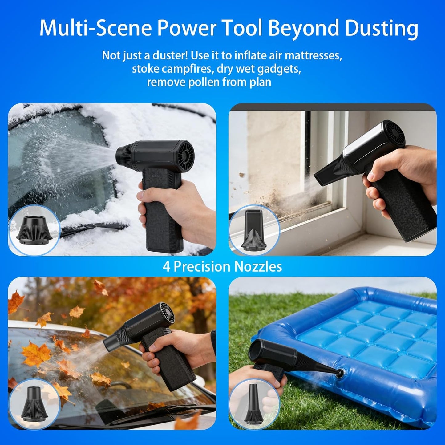 Jvtlirdfu Duster-150000RPM 3-Gear Compressed Air Super Power Electric Duster, Turbo FanRechargeable Cordless Air Blower