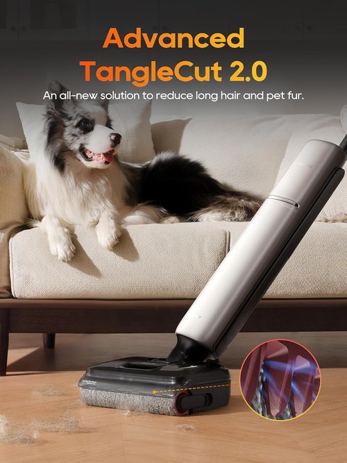 DREAME Aero Pro Wet Dry Vacuum Mop - Ultra-Slim Design with Self-Cleaning & Self-Drying | 60 Min Runtime for Pet Owners