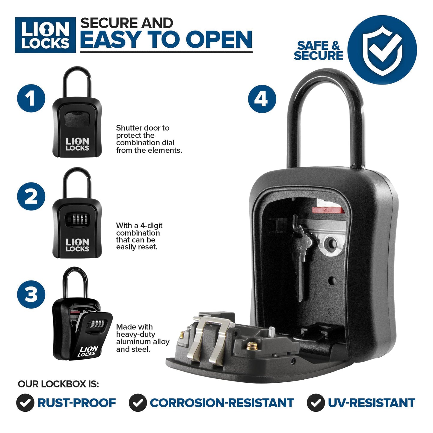 Key Lock Box for Keys with Code (12 Pack) 4 Digit Combination Lockbox for Keys Outdoor, Portable, Waterproof, Realtor Lock Box, Black