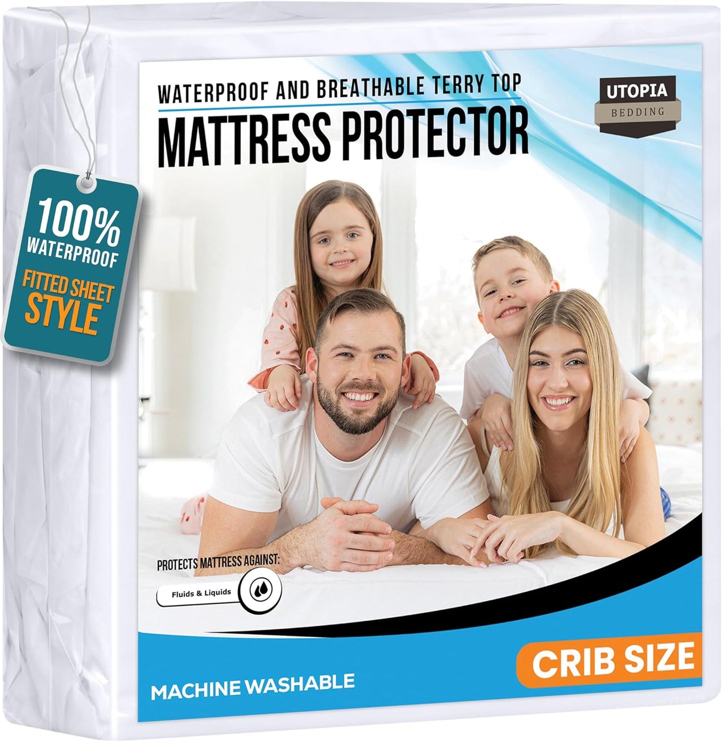Utopia Bedding Crib Mattress Protector - Waterproof 200 GSM Terry Cover | Soft, Breathable & Deep Pocket Fit (White)