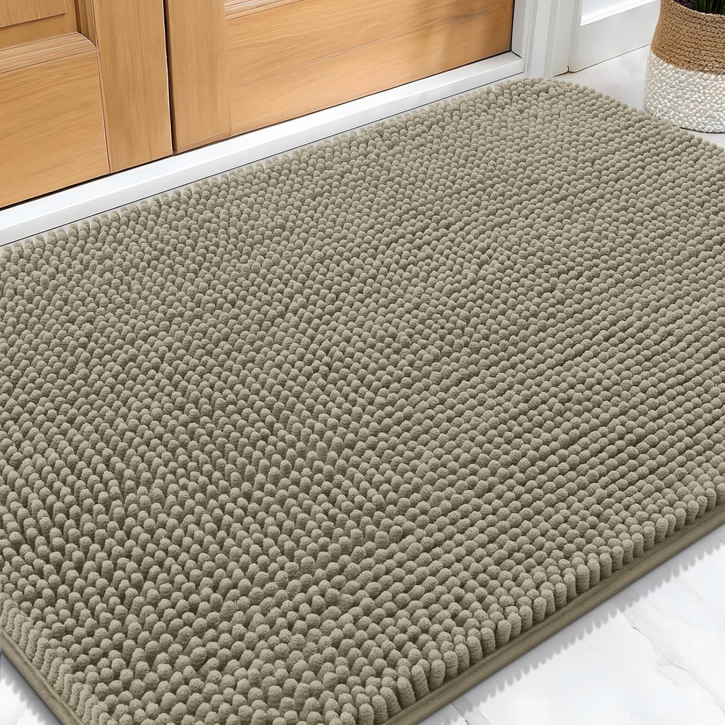 OLANLY Dog Door Mat - Absorbent Non-Slip Mud Mat for Indoor Use | 34x21 Inches, Warm Taupe
