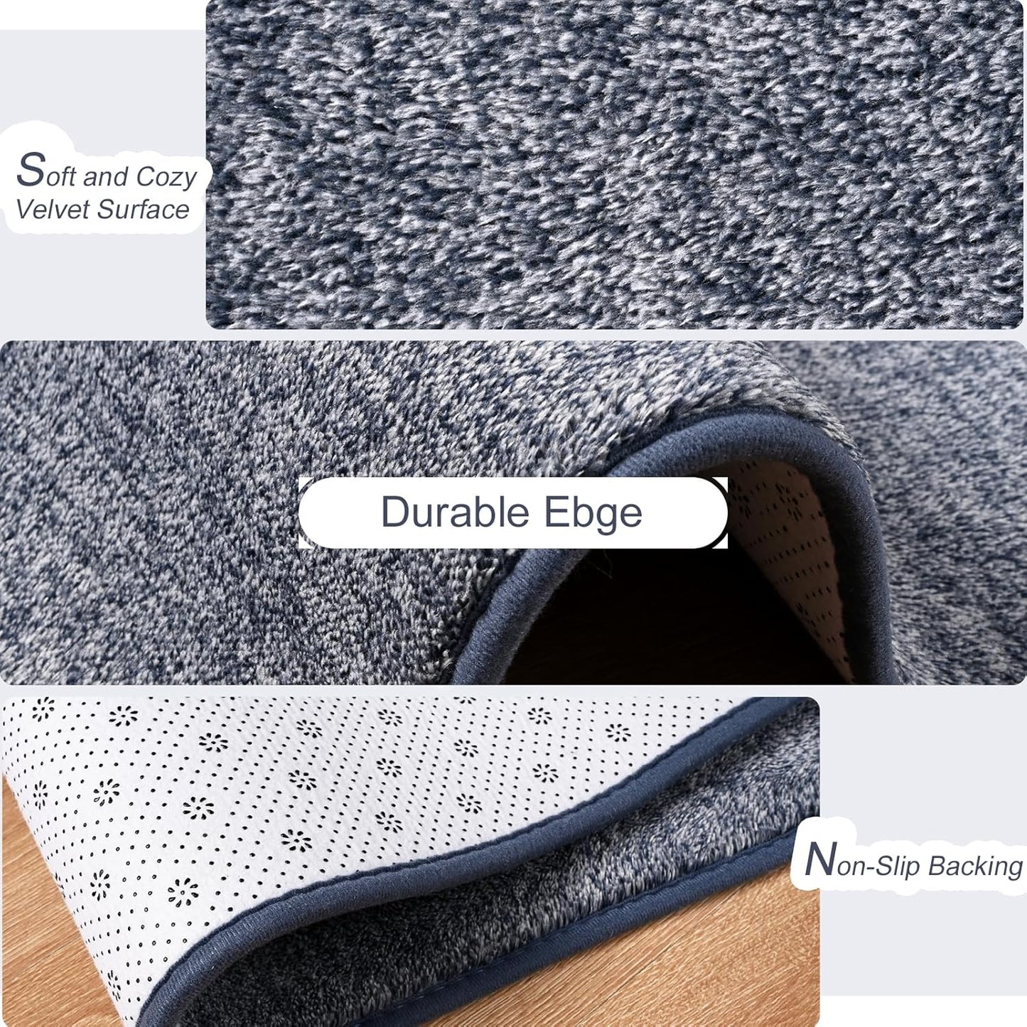 Amearea Modern Soft Area Rug - Chic Washable 2x3 Small Throw Rug for Bedroom & Hallway | Non-Slip Fluffy Carpet in Blue and White