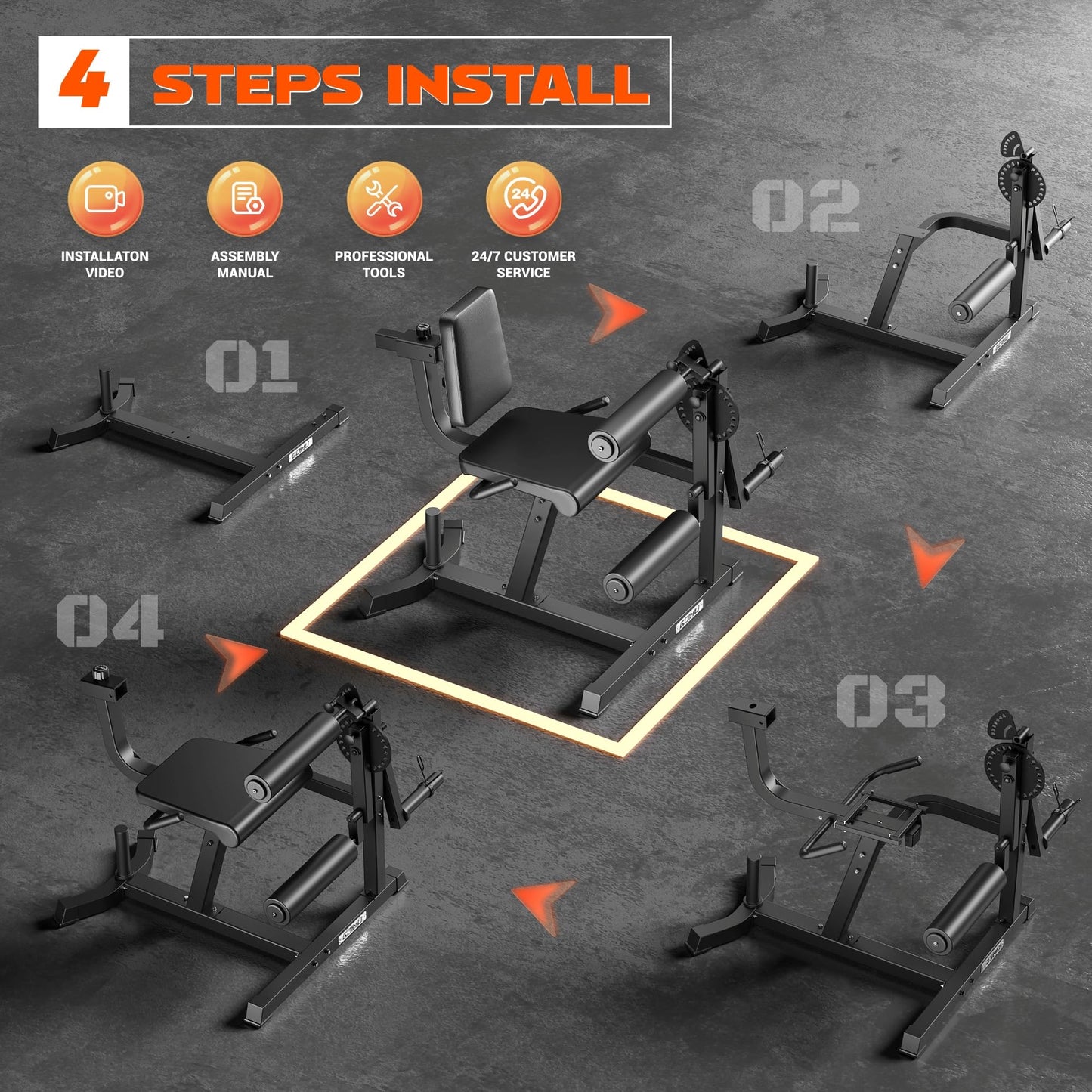 Leg Extension and Curl Machine, GOIMU 4 in 1 Lower Body Workout Machine, Adjustable Leg Curl Machine with Plate Loaded, Leg Extension Machine with Exercise Bench, Home Gym Weight Machine