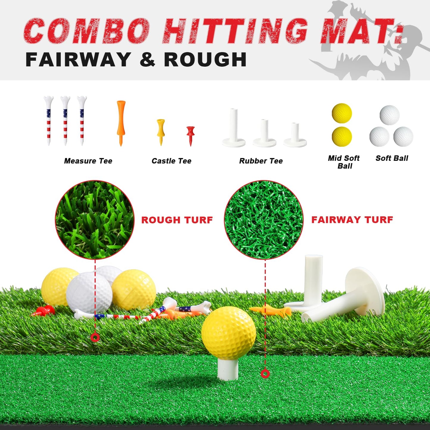 Pro Golf Net, 10x7ft Heavy Duty Golf Practice Net with Mat, Outdoor Indoor Hitting Nets with Noise Reduce Silk Target for Backyard Driving Chipping/Garage Training, Christmas Golf Gifts for Men Boys